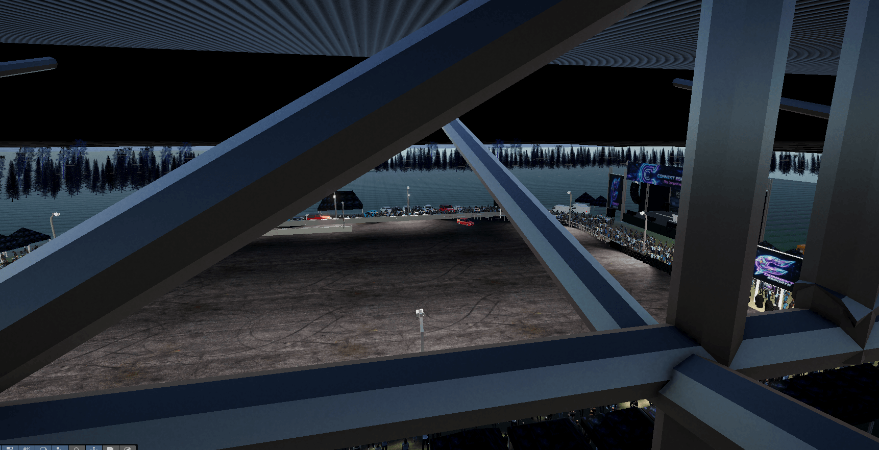 Evolution Cars — a wide view across the floodlit Selekta Events drift arena.